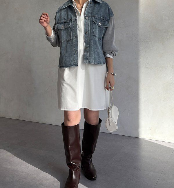  「【WEB限定】袖ニットデニムジャケット」|ブルゾン・スタジャン|