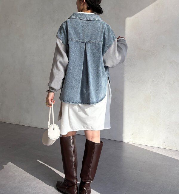  「【WEB限定】袖ニットデニムジャケット」|ブルゾン・スタジャン|