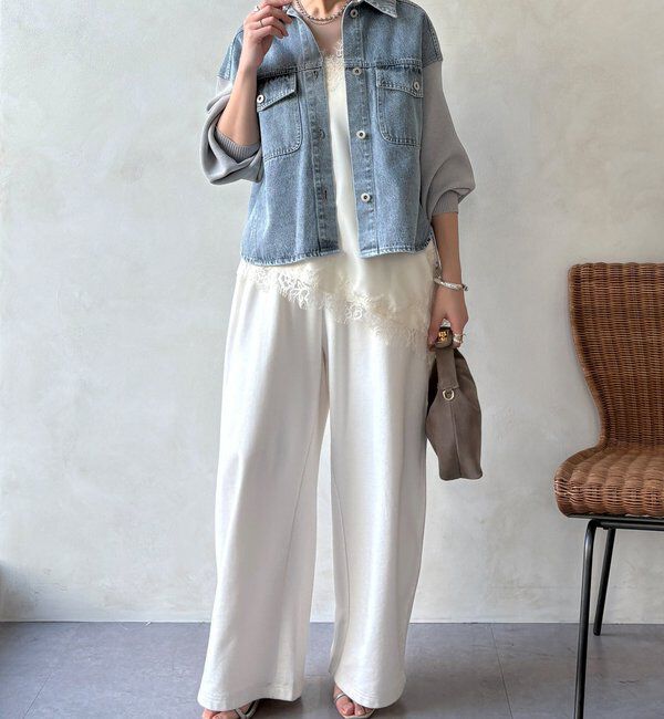  「【WEB限定】袖ニットデニムジャケット」|ブルゾン・スタジャン|