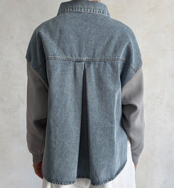  「【WEB限定】袖ニットデニムジャケット」|ブルゾン・スタジャン|