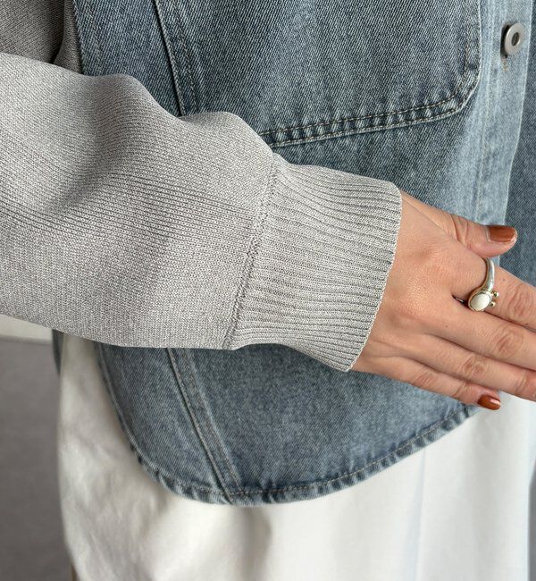  「【WEB限定】袖ニットデニムジャケット」|ブルゾン・スタジャン|