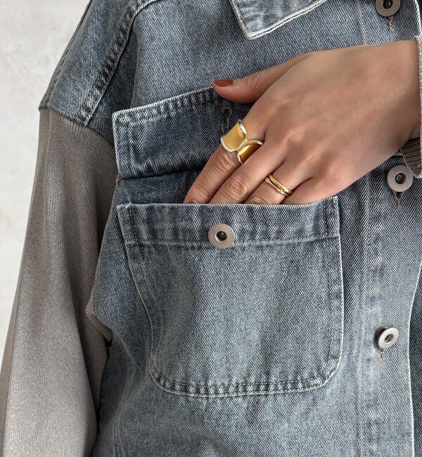  「【WEB限定】袖ニットデニムジャケット」|ブルゾン・スタジャン|