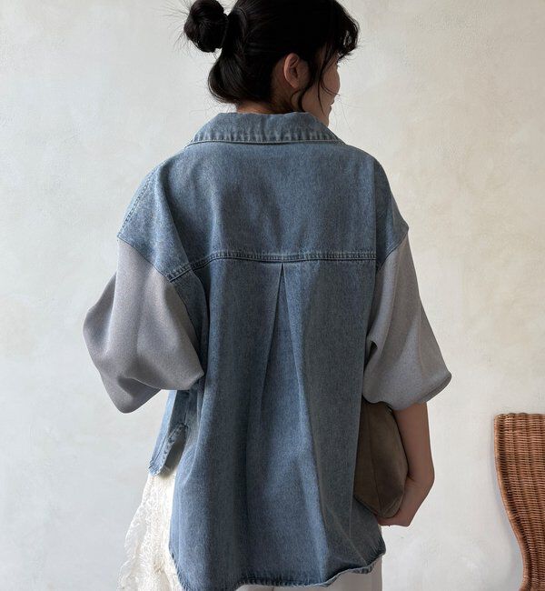  「【WEB限定】袖ニットデニムジャケット」|ブルゾン・スタジャン|