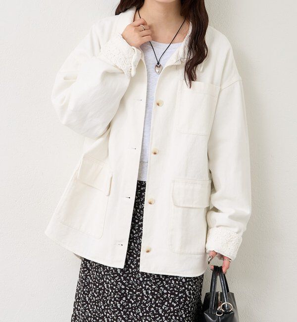  「裾レースツイルジャケット」|ブルゾン・スタジャン|