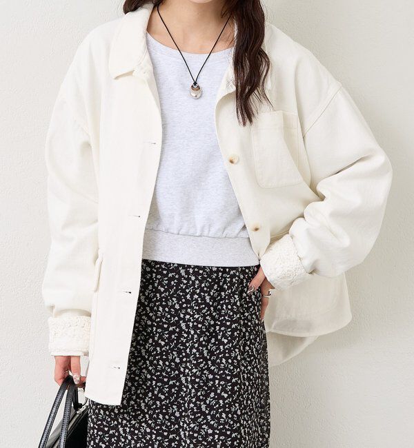  「裾レースツイルジャケット」|ブルゾン・スタジャン|