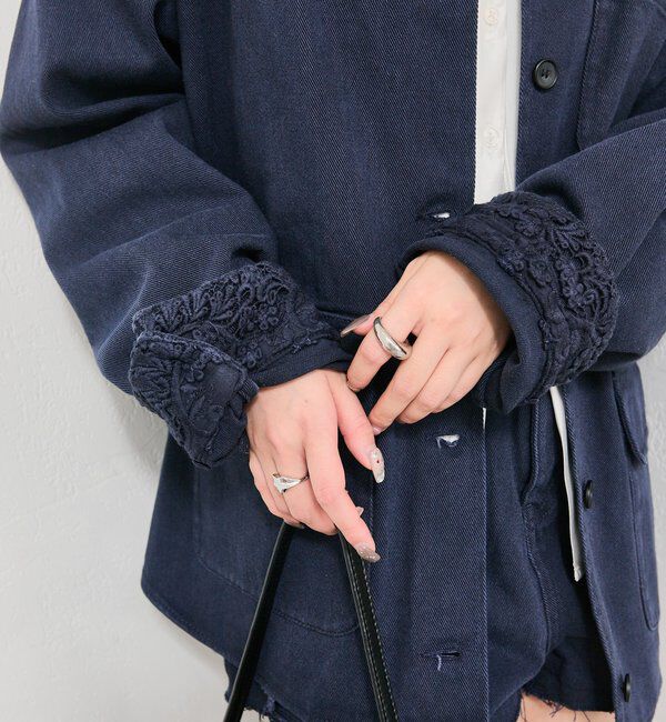  「裾レースツイルジャケット」|ブルゾン・スタジャン|