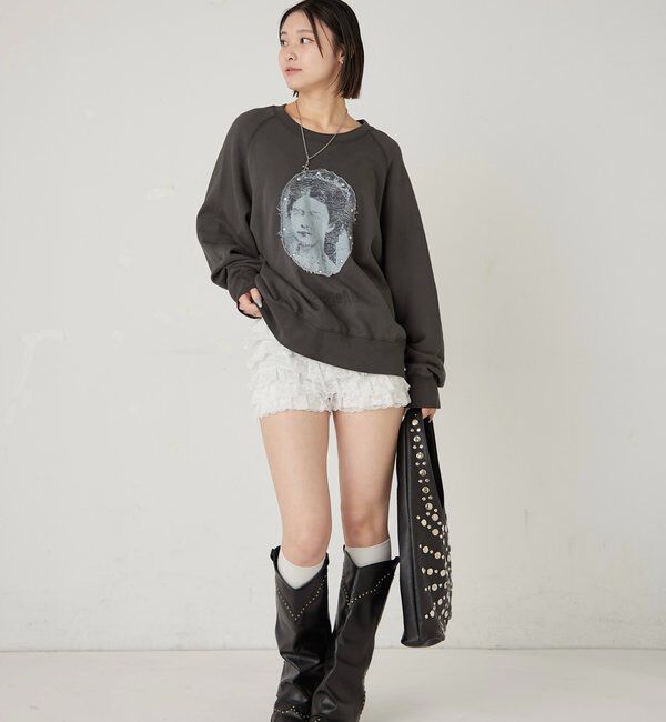  「【Sourcream】リメイクスタッズスウェット」|Tシャツ・カットソー|