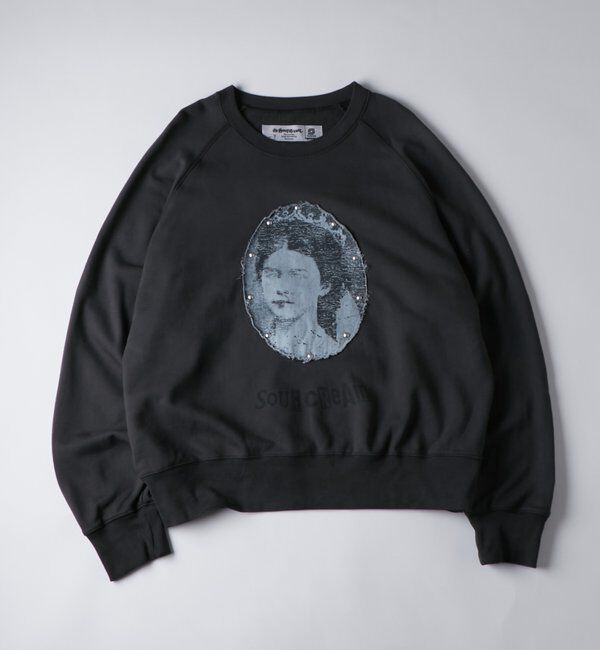 「【Sourcream】リメイクスタッズスウェット」|Tシャツ・カットソー|チャコールグレー