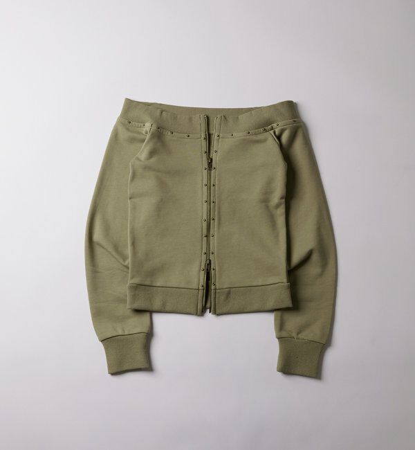  「フロントジップスタッズオフショル」|Tシャツ・カットソー|カーキ