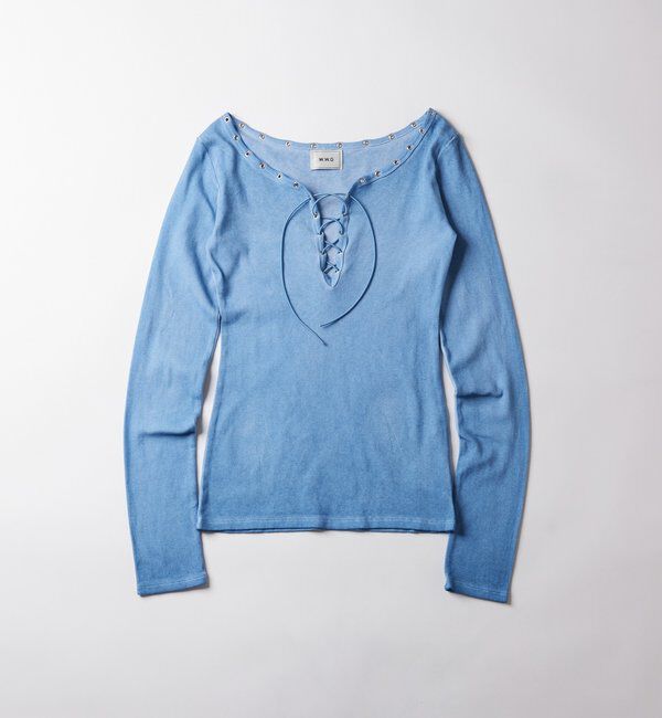  「プロセストレースアップトップス」|Tシャツ・カットソー|ブルー