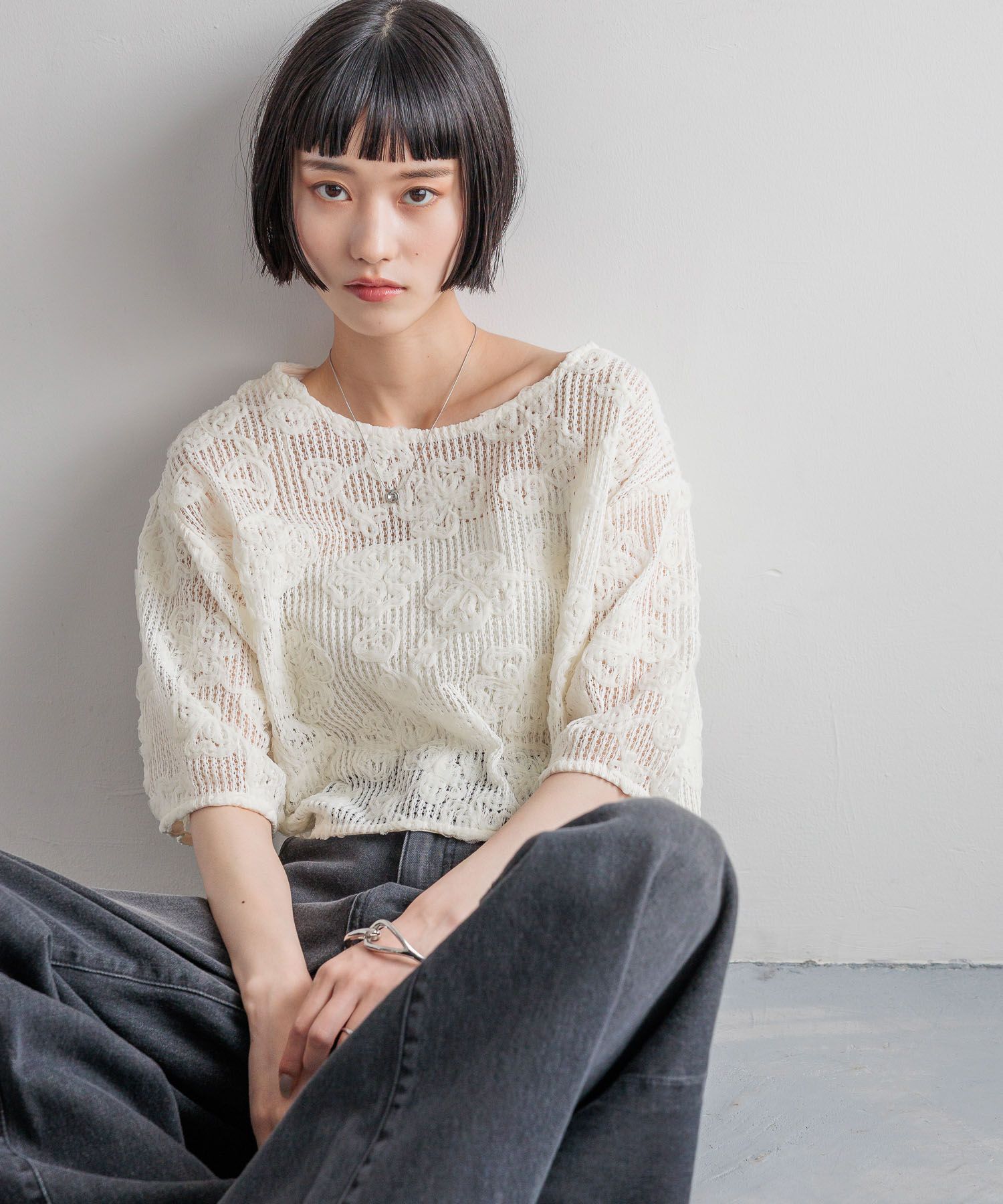 LOWRYS FARM「３Ｄレース５Ｓ」|Tシャツ・カットソー|