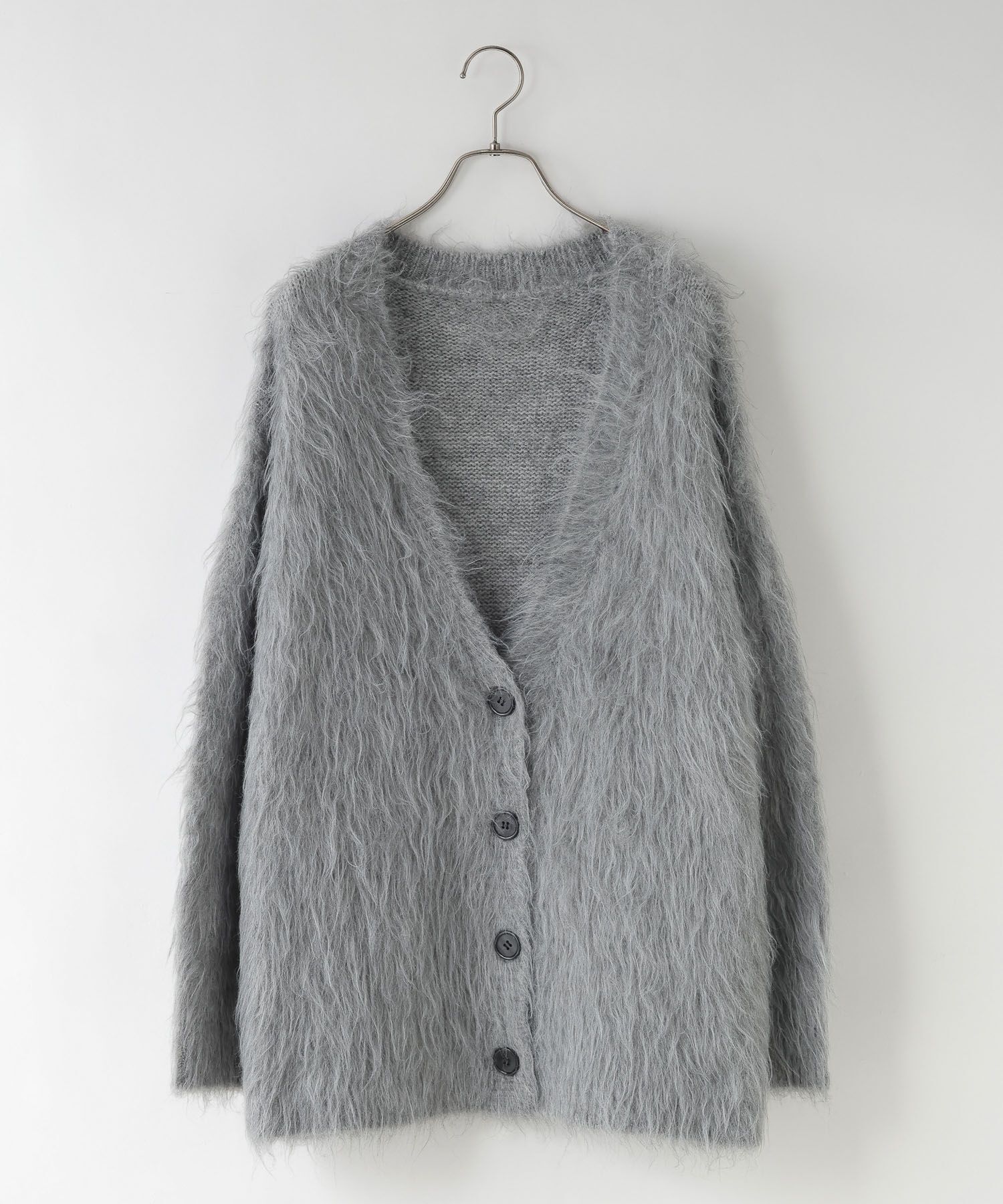 LOWRYS FARM「シャギーロングVカーディガン」|ニット・セーター|