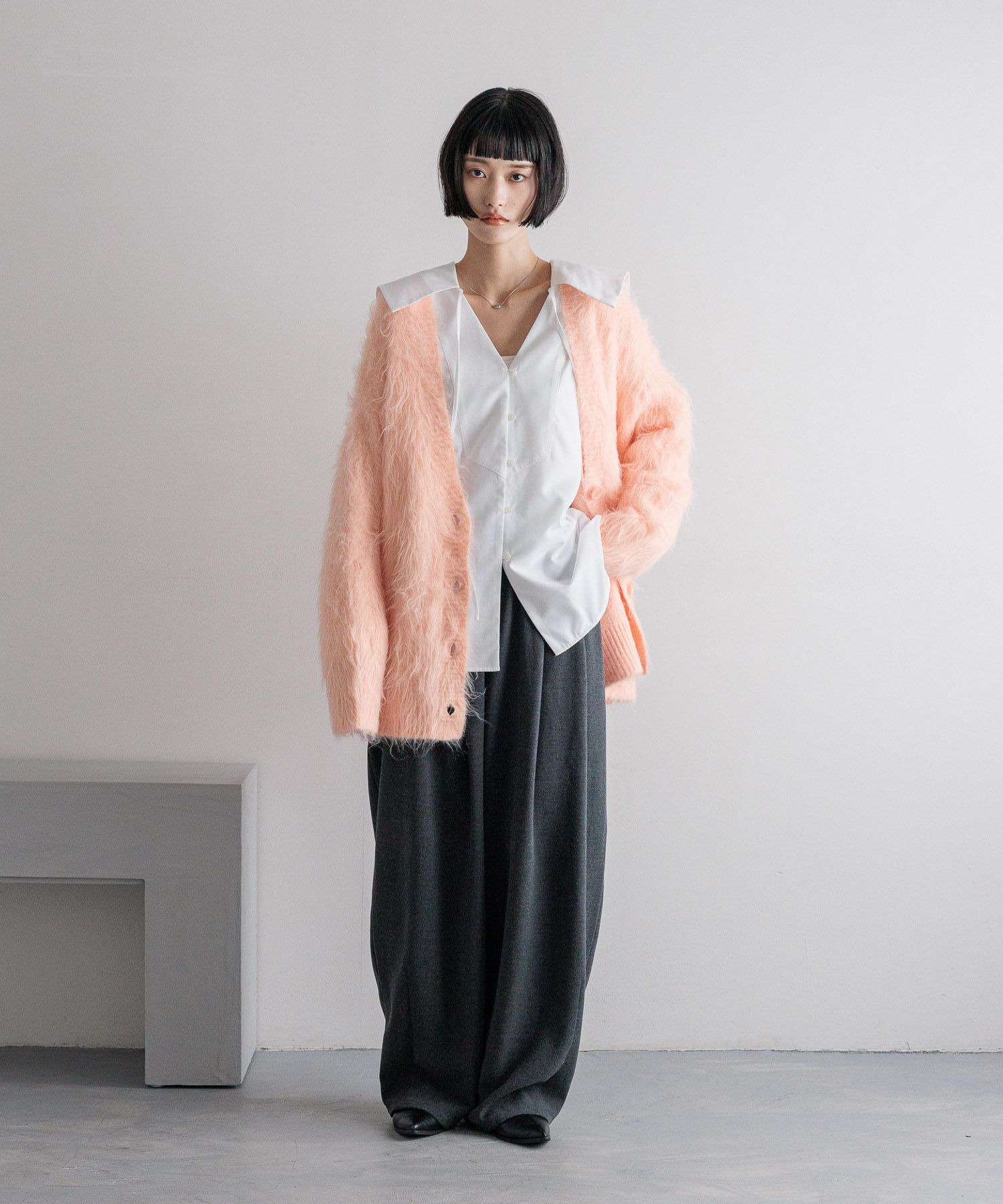 LOWRYS FARM「シャギーロングVカーディガン」|ニット・セーター|