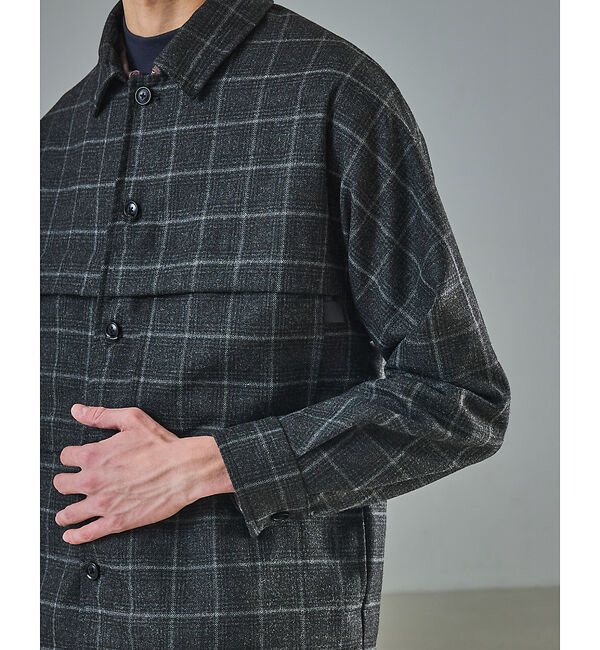 ABAHOUSE「【セットアップ対応】ウールライク チェック CPOシャツブルゾン / ボックスシ」|ブルゾン・スタジャン|