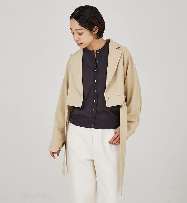 qualite「ドレープツイル2WAYコート」|トレンチコート|