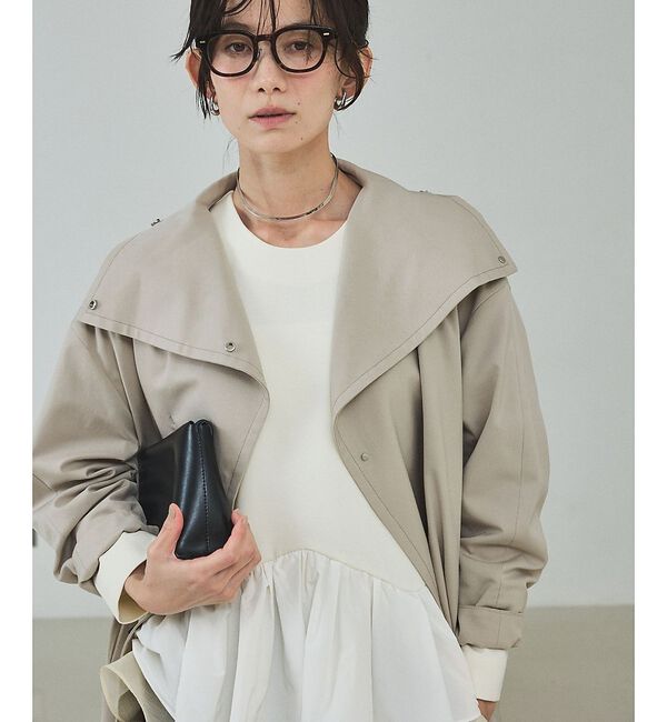 qualite「【大人のスプリングコート】オーバースタンドコート【予約】」|トレンチコート|