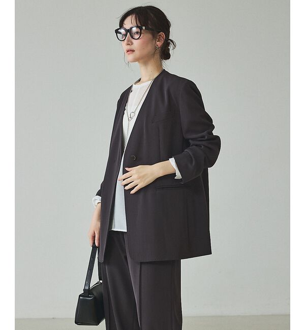 qualite「【UVカット/ストレッチ/セットアップ対応】ドライカルゼノーカラージャケット【予」|ノーカラージャケット|