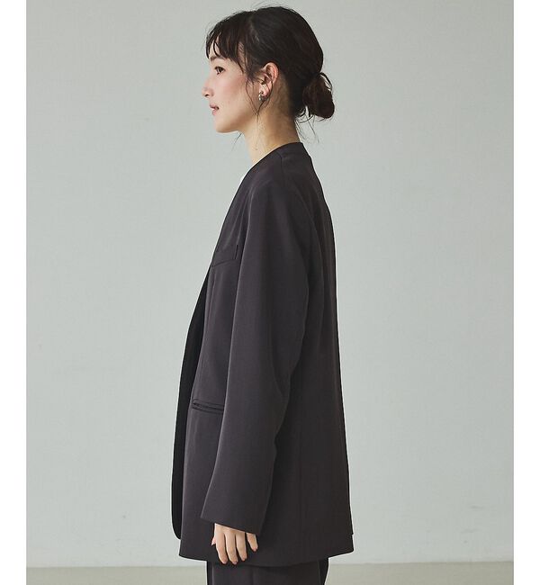 qualite「【UVカット/ストレッチ/セットアップ対応】ドライカルゼノーカラージャケット【予」|ノーカラージャケット|