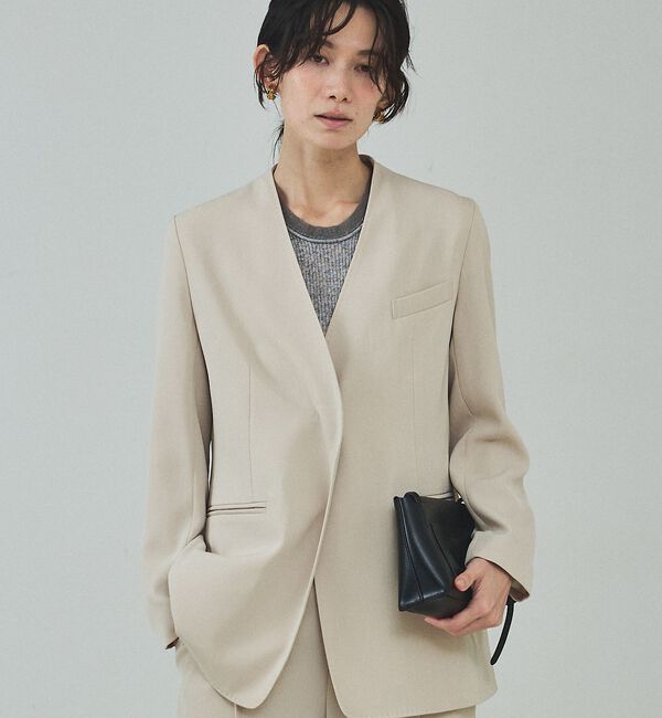 qualite「【UVカット/ストレッチ/セットアップ対応】ドライカルゼノーカラージャケット【予」|ノーカラージャケット|