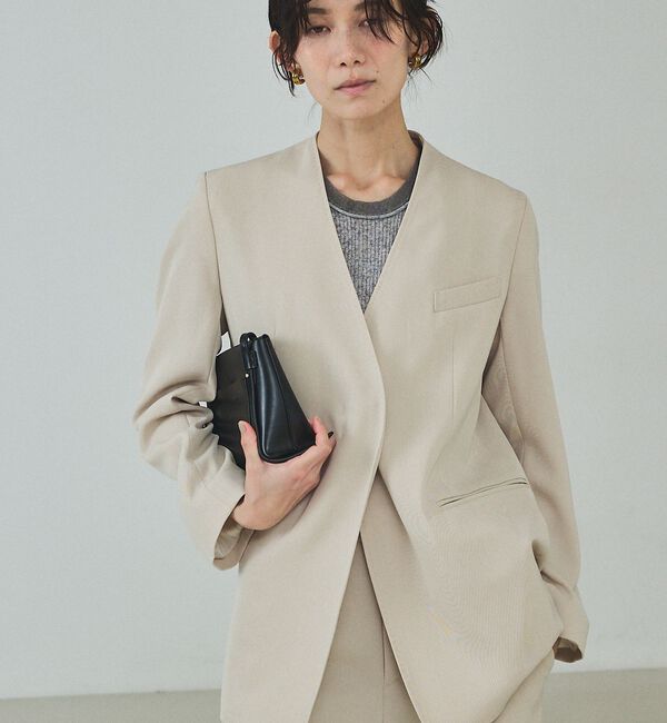 qualite「【UVカット/ストレッチ/セットアップ対応】ドライカルゼノーカラージャケット【予」|ノーカラージャケット|