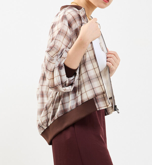 Soffitto「チェック柄シアーブルゾン」|ブルゾン・スタジャン|