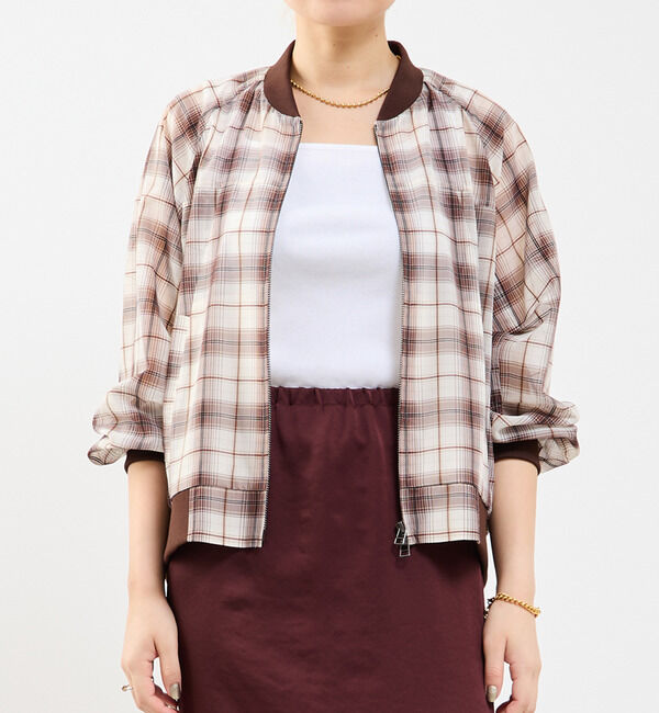 Soffitto「チェック柄シアーブルゾン」|ブルゾン・スタジャン|