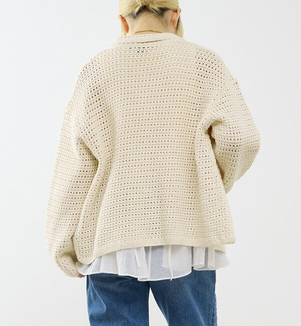 SOFFITTO「クロシェ風ニットカーディガン」|カーディガン|
