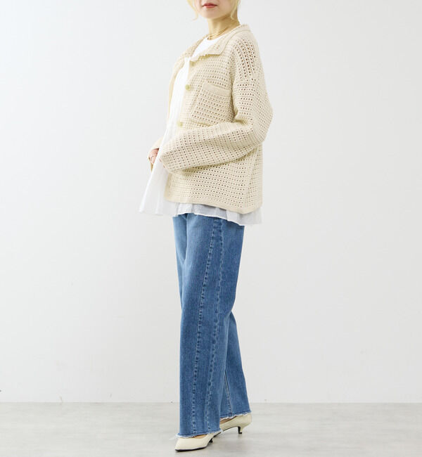 SOFFITTO「クロシェ風ニットカーディガン」|カーディガン|