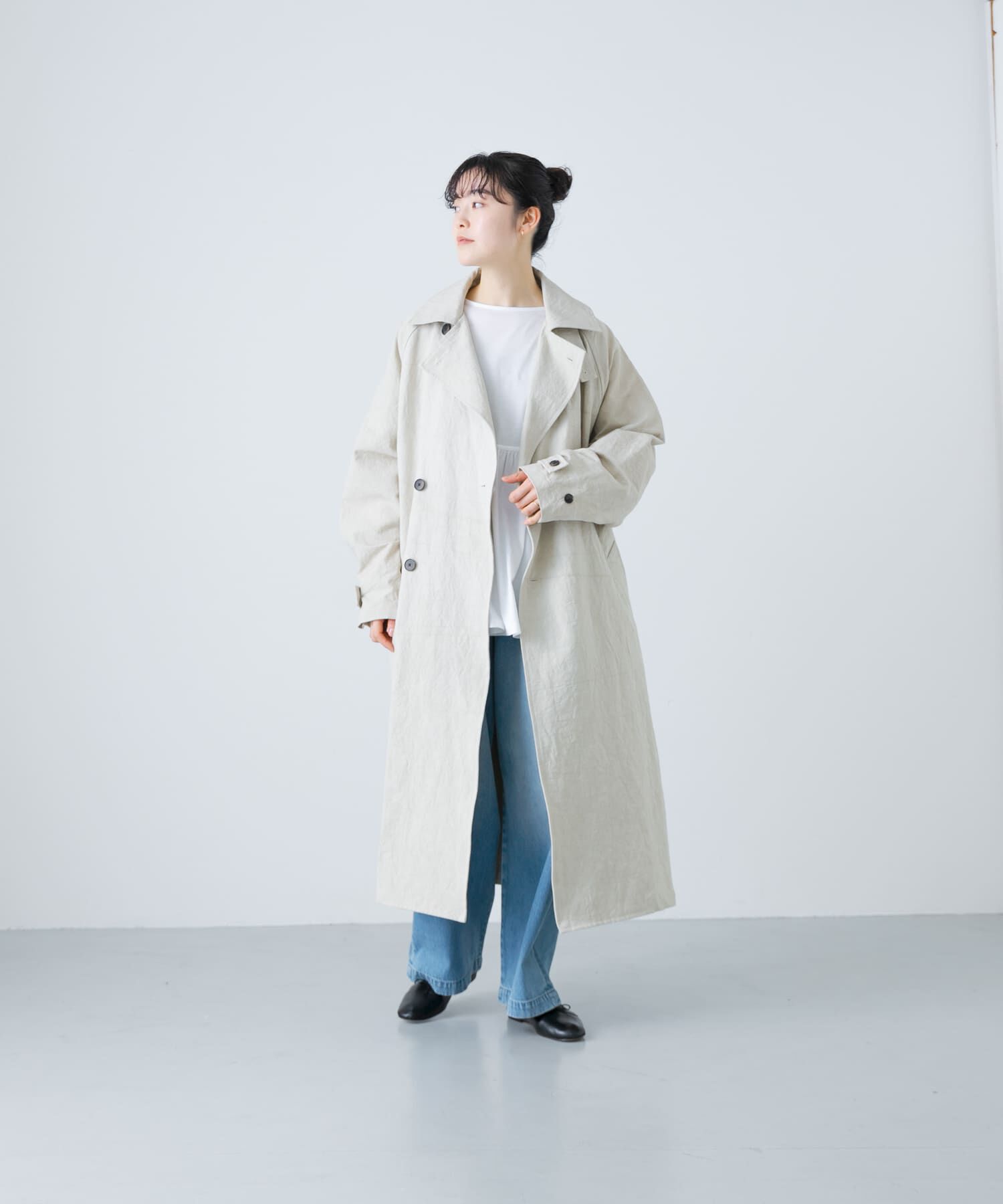 かぐれ「『ユニセックス』コットンリネンオーバートレンチコート」|トレンチコート|