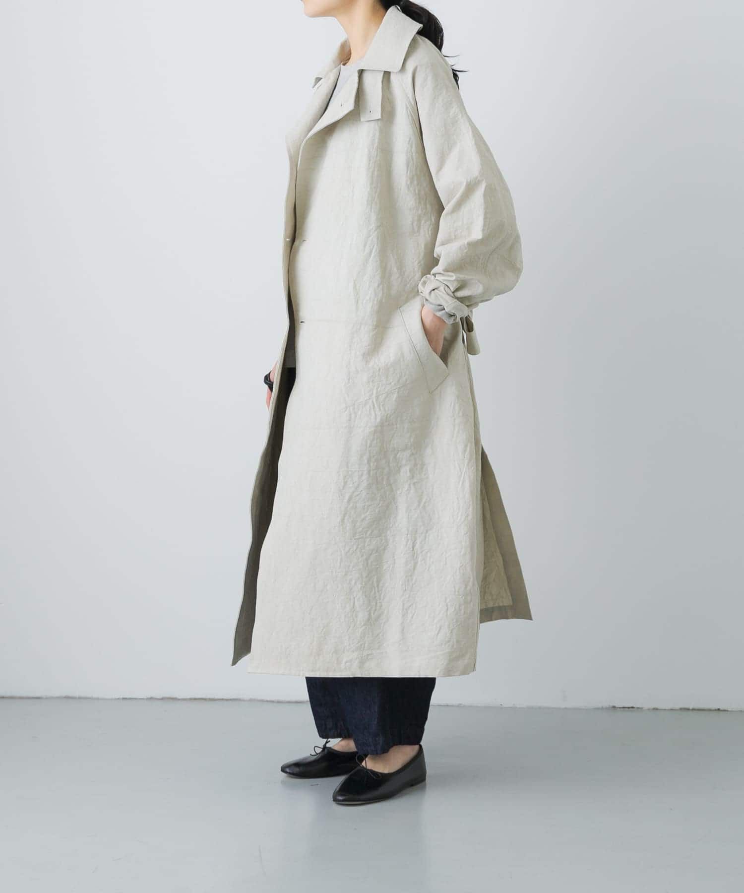 かぐれ「『ユニセックス』コットンリネンオーバートレンチコート」|トレンチコート|