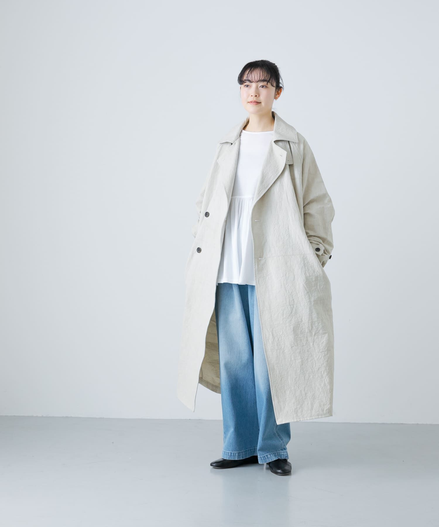 かぐれ「『ユニセックス』コットンリネンオーバートレンチコート」|トレンチコート|
