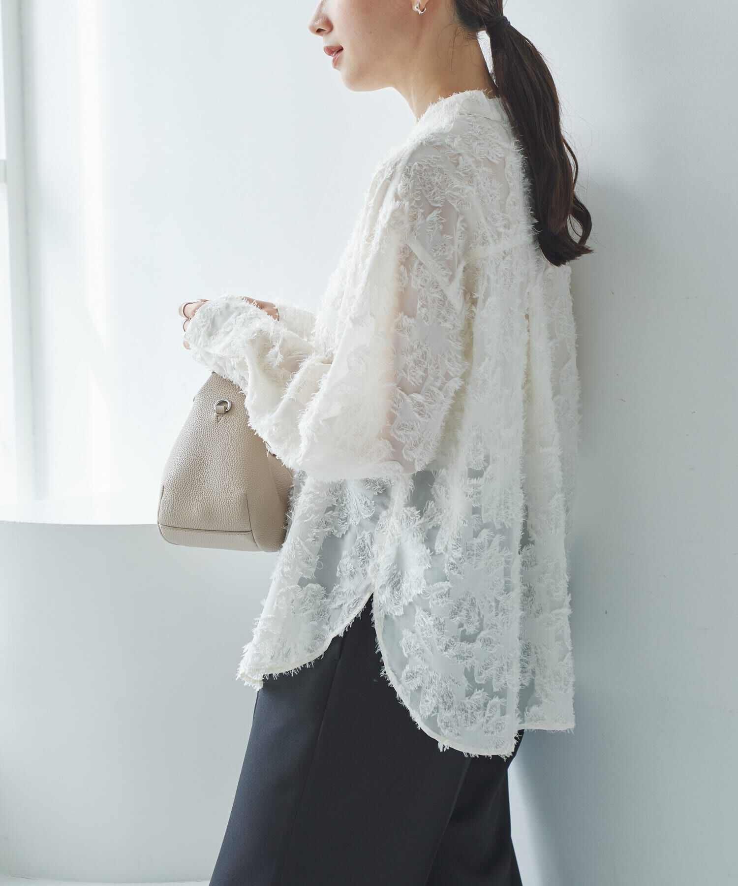 URBAN RESEARCH「カットジャガードバンドカラーシャツ」|シャツ・ブラウス|