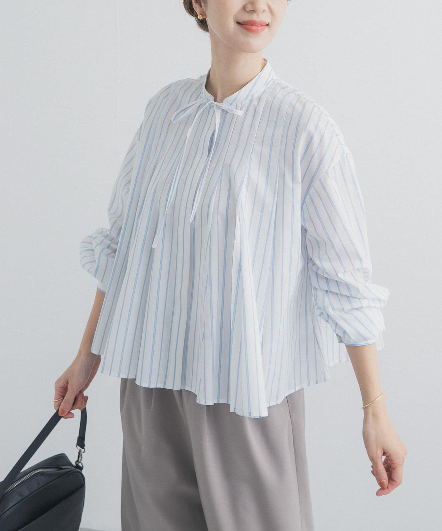 URBAN RESEARCH DOORS「ストライプリボンフレアブラウス」|シャツ・ブラウス|