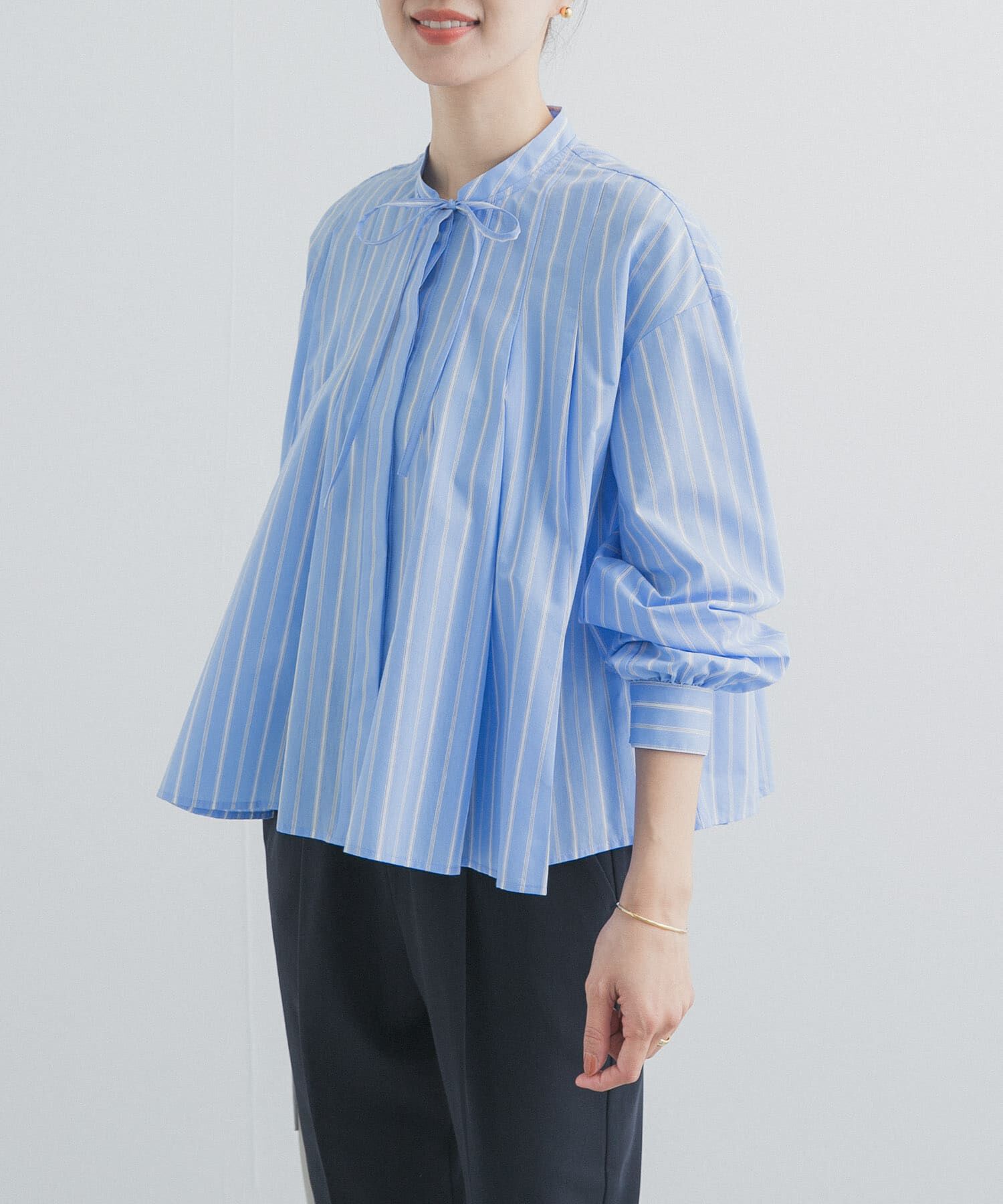 URBAN RESEARCH DOORS「ストライプリボンフレアブラウス」|シャツ・ブラウス|