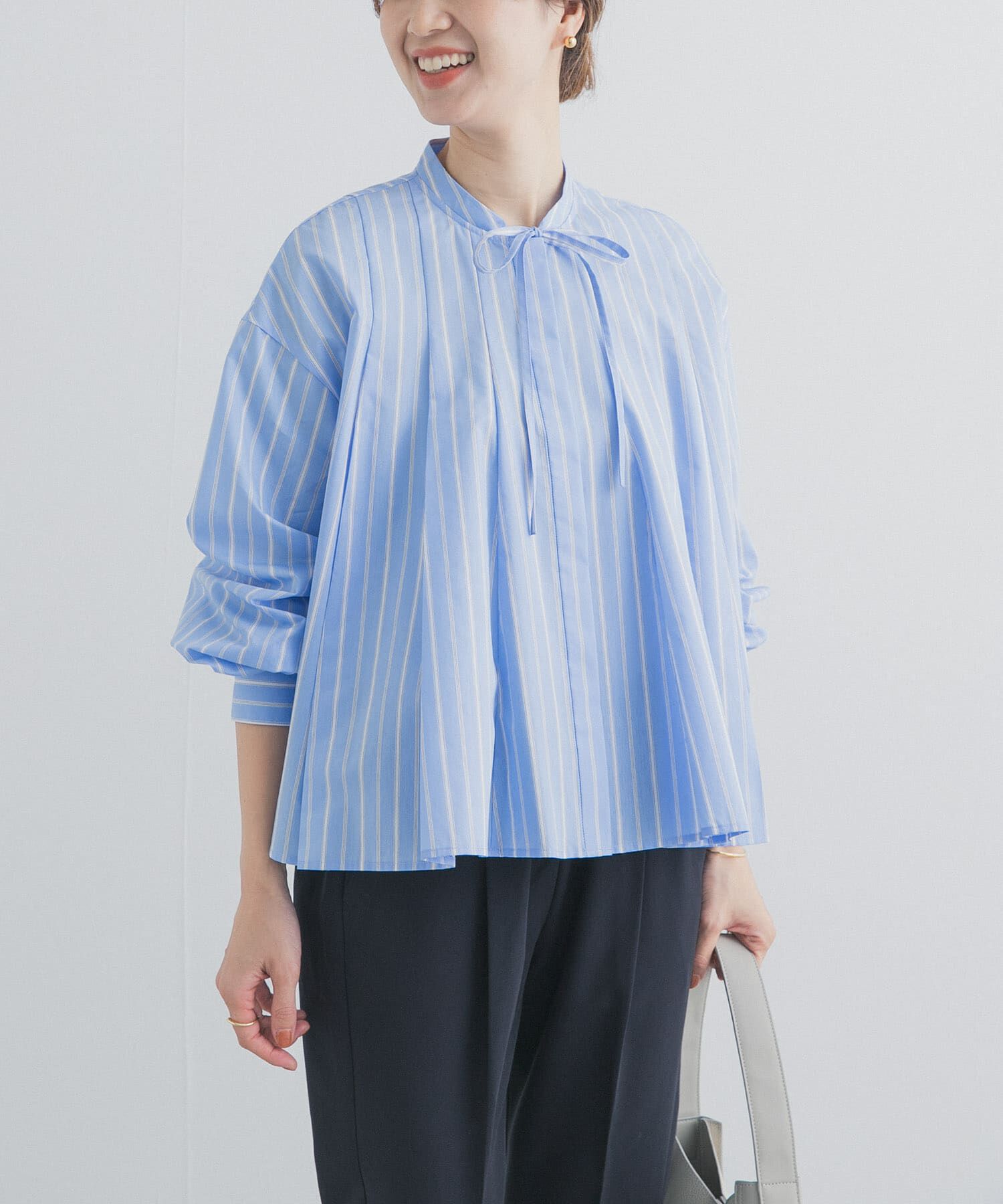 URBAN RESEARCH DOORS「ストライプリボンフレアブラウス」|シャツ・ブラウス|