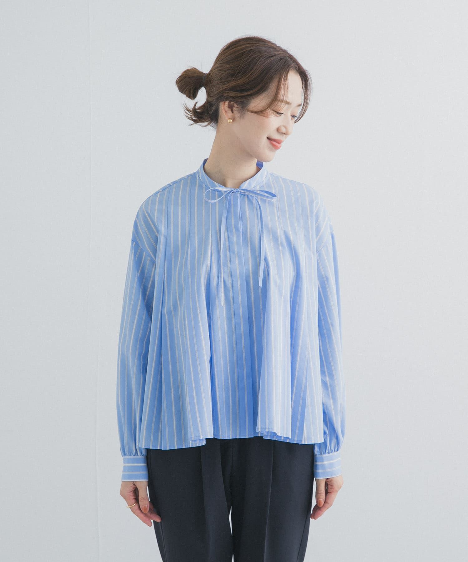 URBAN RESEARCH DOORS「ストライプリボンフレアブラウス」|シャツ・ブラウス|