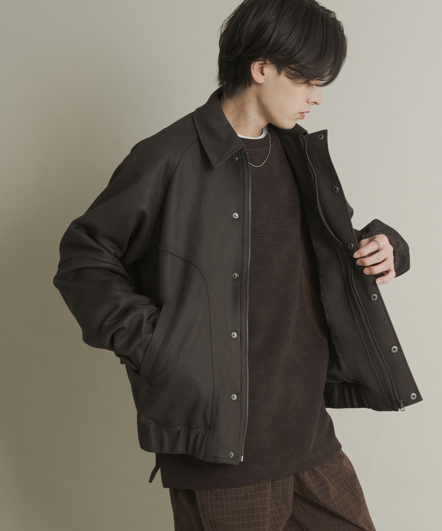 SENSE OF PLACE by URBAN RESEARCH「『ユニセックス』ツイルスエードタッチZIPブルゾン」|ブルゾン・スタジャン|ブラウン