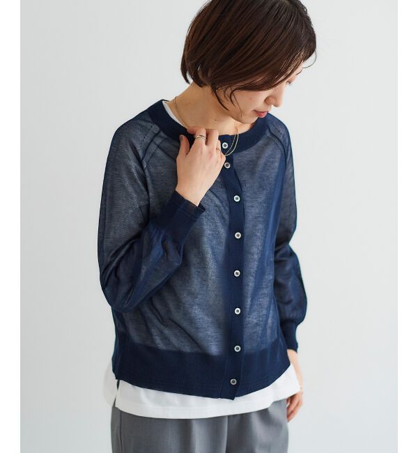le.coeur blanc「シアー前後2WAYクルーカーディガン」|カーディガン|ネイビー
