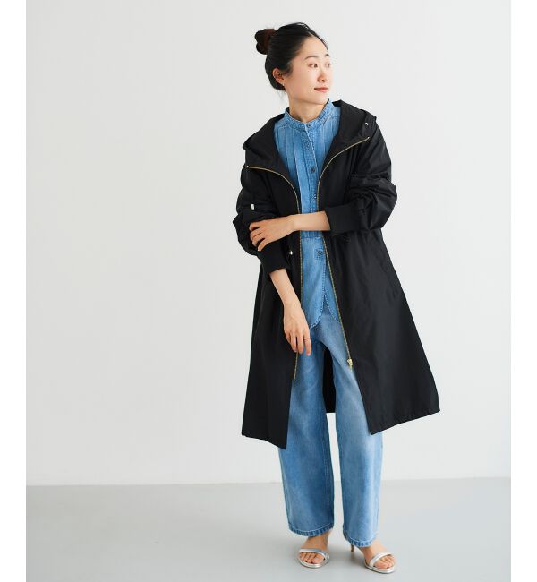  「ライトタフタフードロングブルゾン」|ブルゾン・スタジャン|