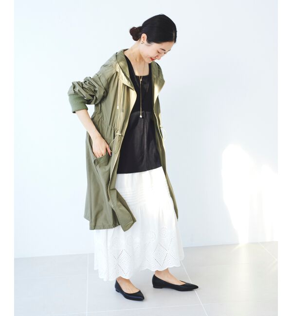  「ライトタフタフードロングブルゾン」|ブルゾン・スタジャン|