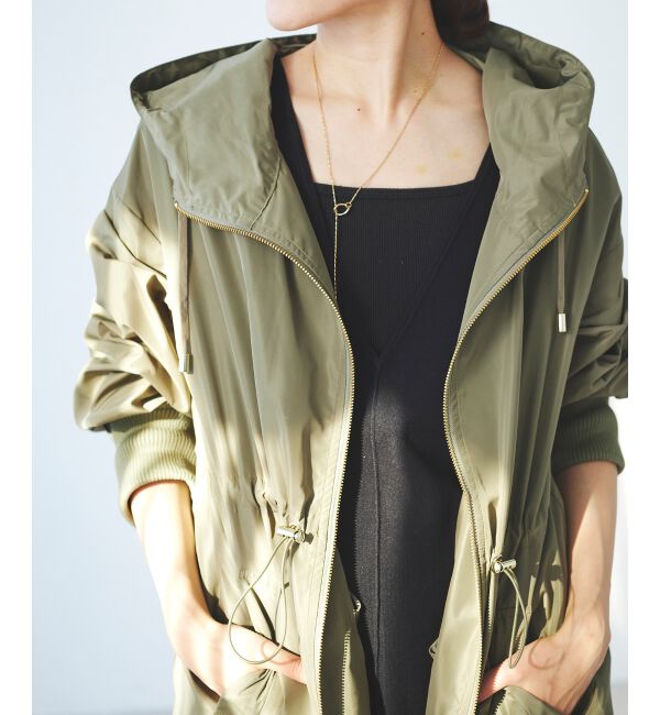  「ライトタフタフードロングブルゾン」|ブルゾン・スタジャン|