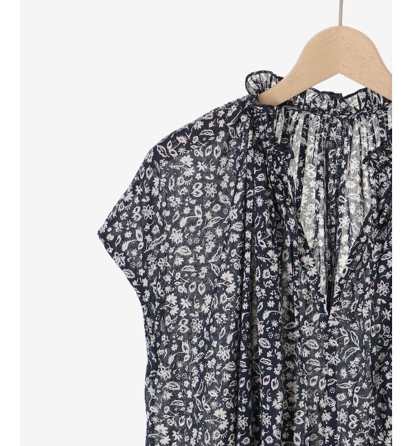  「《手洗い可能》フラワープリントネックギャザーワンピース」|ワンピース|