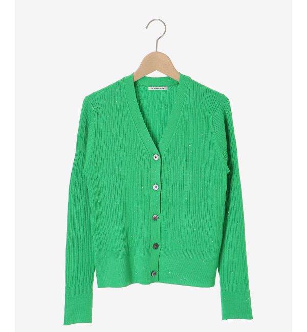  「《手洗い可能》スパンコールリブVネックカーディガン」|カーディガン|