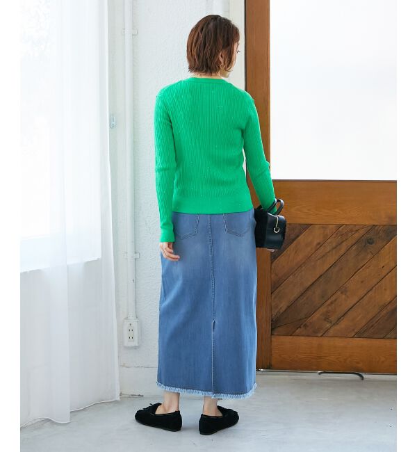  「《手洗い可能》スパンコールリブVネックカーディガン」|カーディガン|