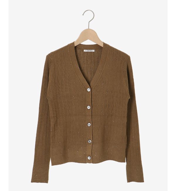  「《手洗い可能》スパンコールリブVネックカーディガン」|カーディガン|