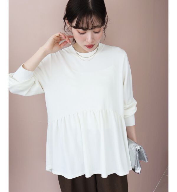  「【吸湿発熱】ギャザーレイヤープルオーバー」|Tシャツ・カットソー|