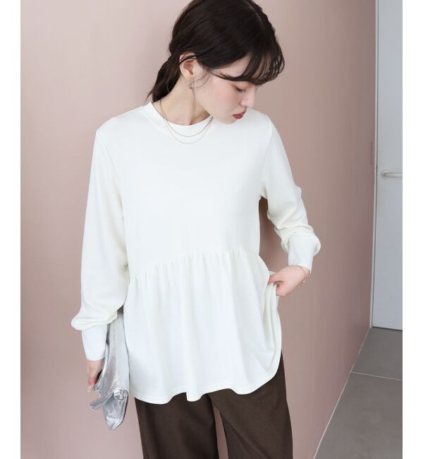  「【吸湿発熱】ギャザーレイヤープルオーバー」|Tシャツ・カットソー|