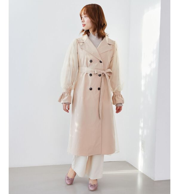 MAJESTICLEGON「チュールレイヤードトレンチコート」|トレンチコート|