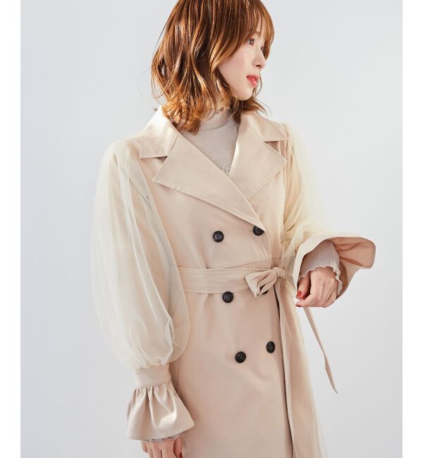 MAJESTICLEGON「チュールレイヤードトレンチコート」|トレンチコート|