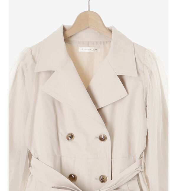 MAJESTICLEGON「チュールレイヤードトレンチコート」|トレンチコート|